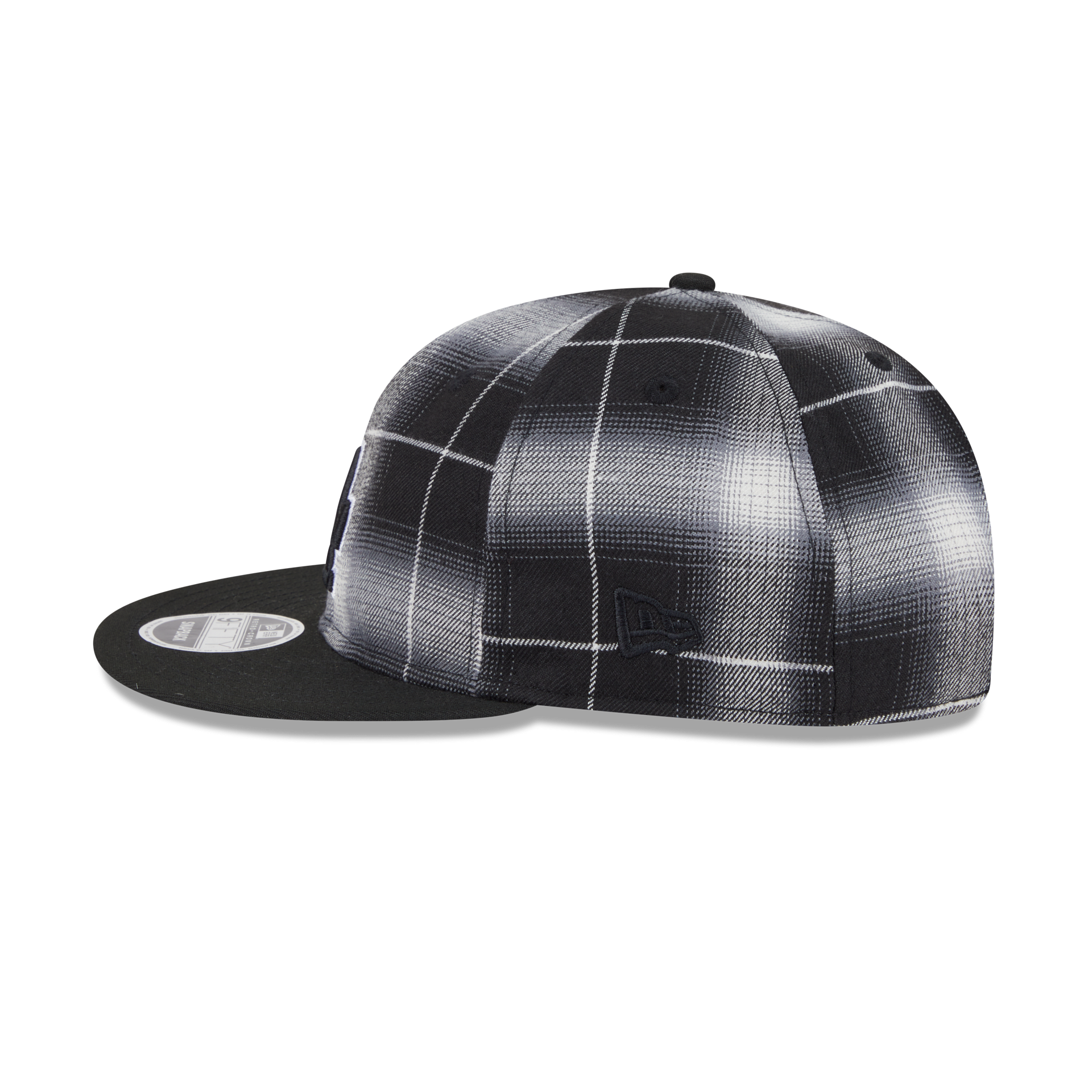 Los Angeles Dodgers Black and White Plaid Retro Crown 9FIFTY Snapback Hat