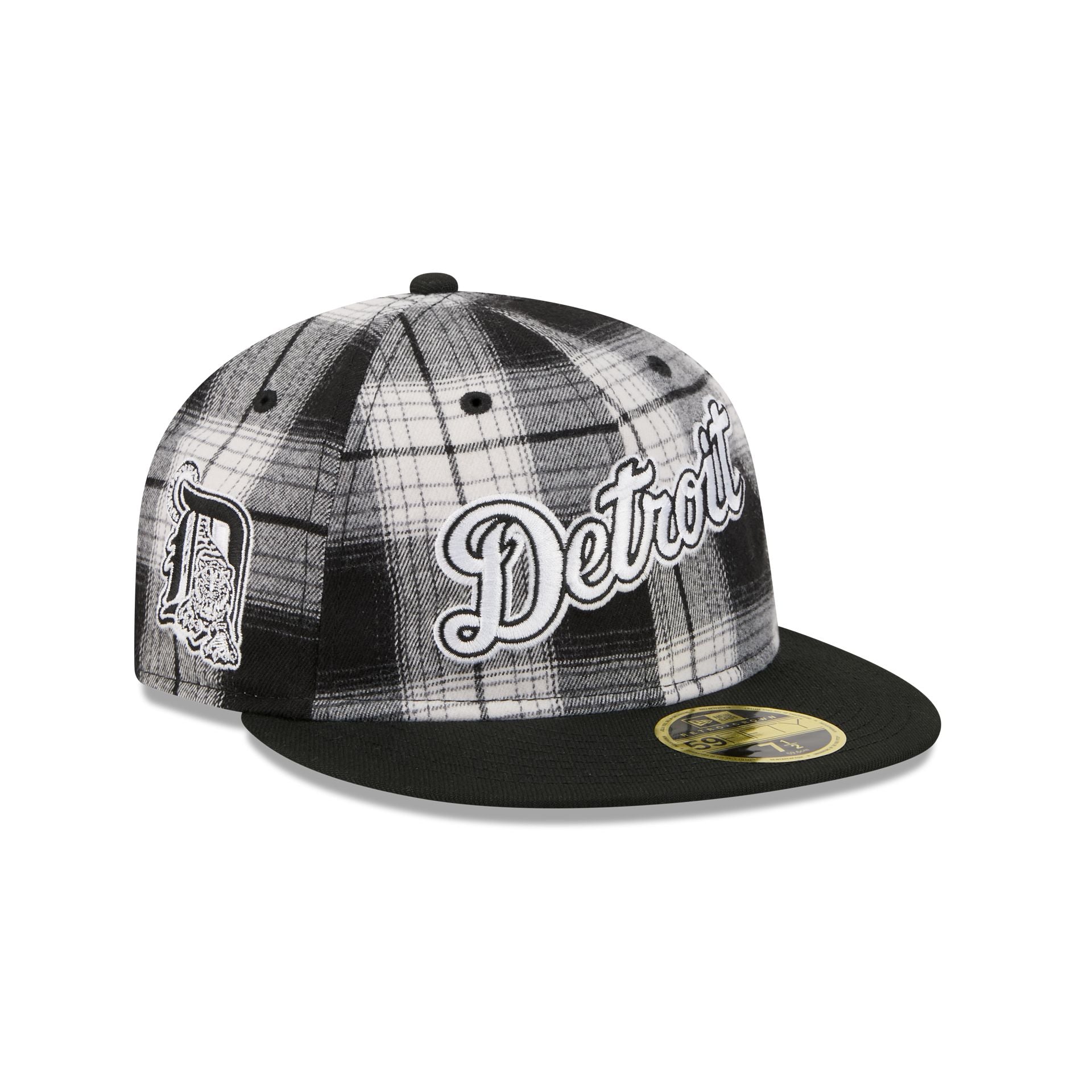 Detroit Tigers Grunge Plaid Retro Crown 59FIFTY Fitted Hat