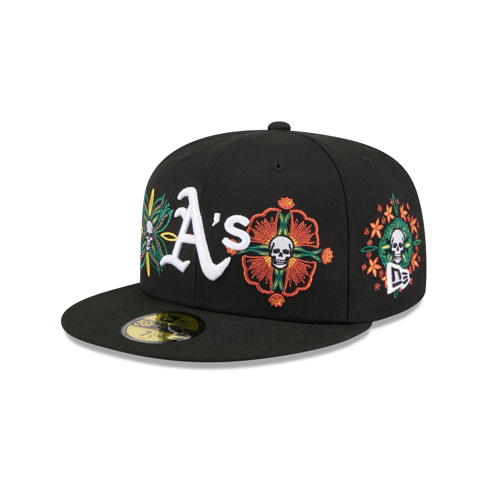 Athletics Day of the Dead Skull & Flowers 59FIFTY Fitted Hat