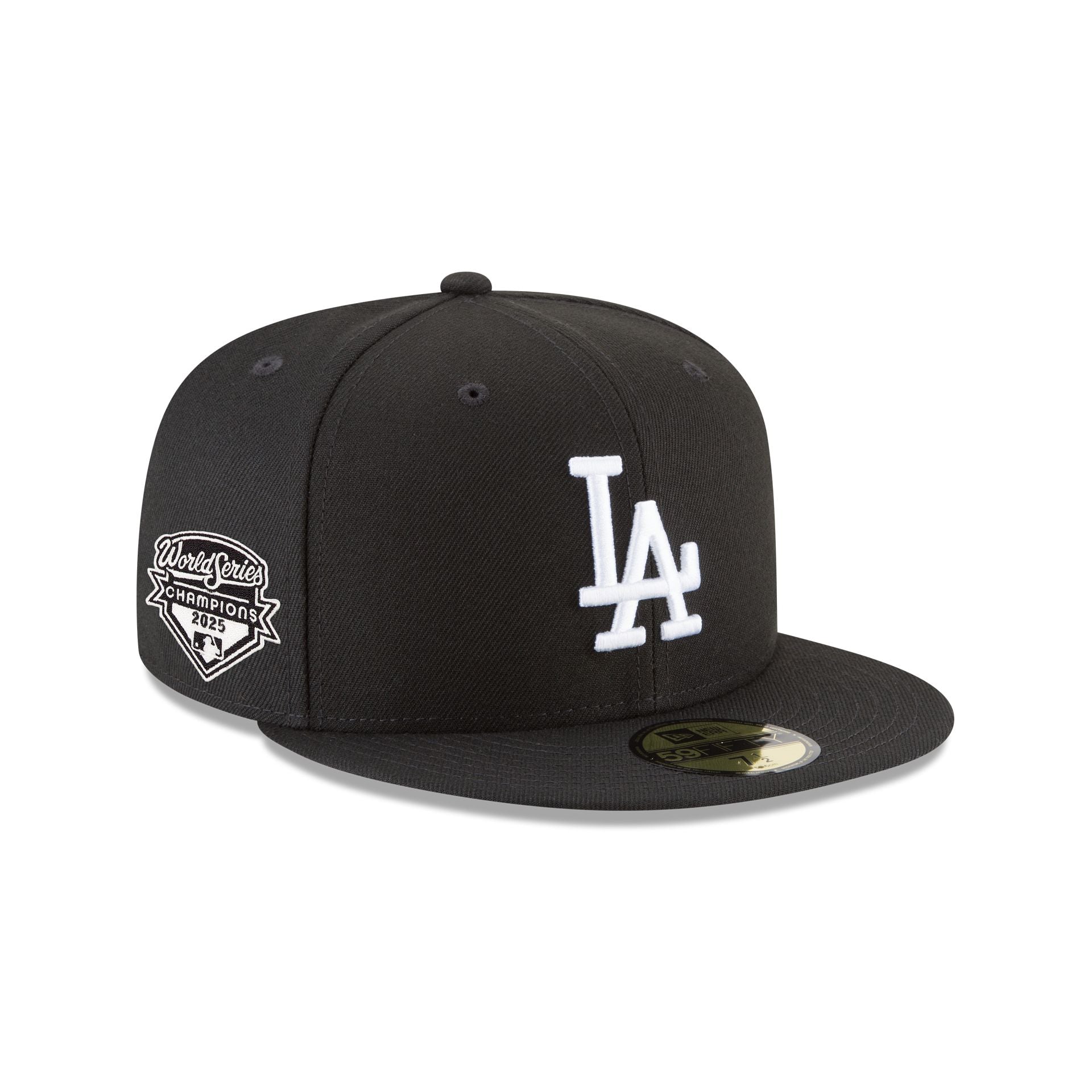 Los Angeles Dodgers 2025 World Series Champions Black & White 59FIFTY Fitted Hat